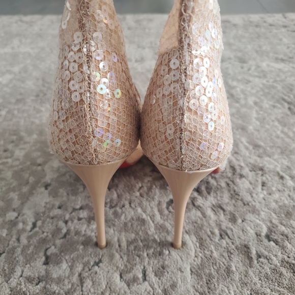 Christian Louboutin Tennissina 100 Nude Sequin Boots 38 - Picture 8 of 10